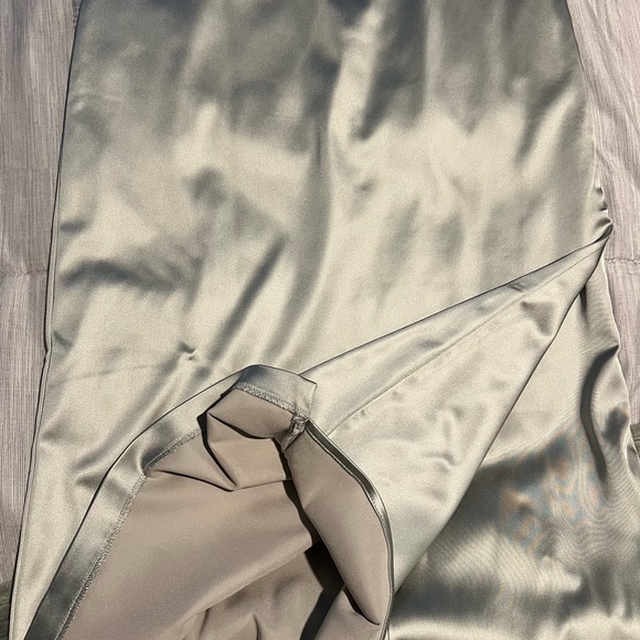 Abercrombie & Fitch Satin Stretch Column Midi Slip Dress Grey M - Picture 10 of 11
